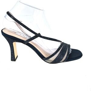 Nina NY Size 8 Navy Blue Glitter Strappy Slingback Heels Sandals NEW Abbi $89